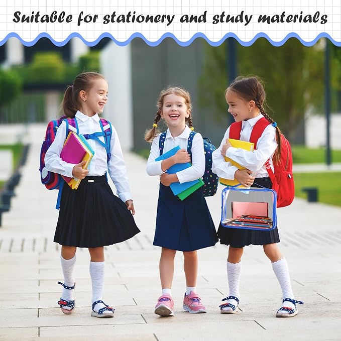 Sanwuta 3 Packs Toy Storage Bags with Zipper, Clear PVC Organizing Bags, Waterproof Toy Bags for Board Games, Building Blocks, Toys and Kids Books (Red, Blue, Green,12.6 x 9 x 2.36 Inch)