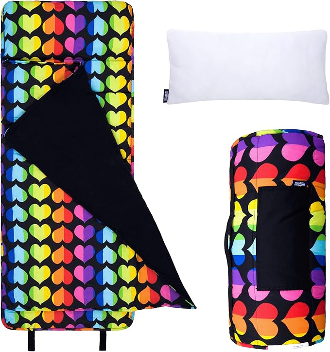 Wildkin Original Nap Mat with Reusable Pillow for Boys & Girls, Ideal for Sleepovers, Equipped with Hook & Loop Fastener, Made from Cotton Blend Materials - Nap Mat for Kids