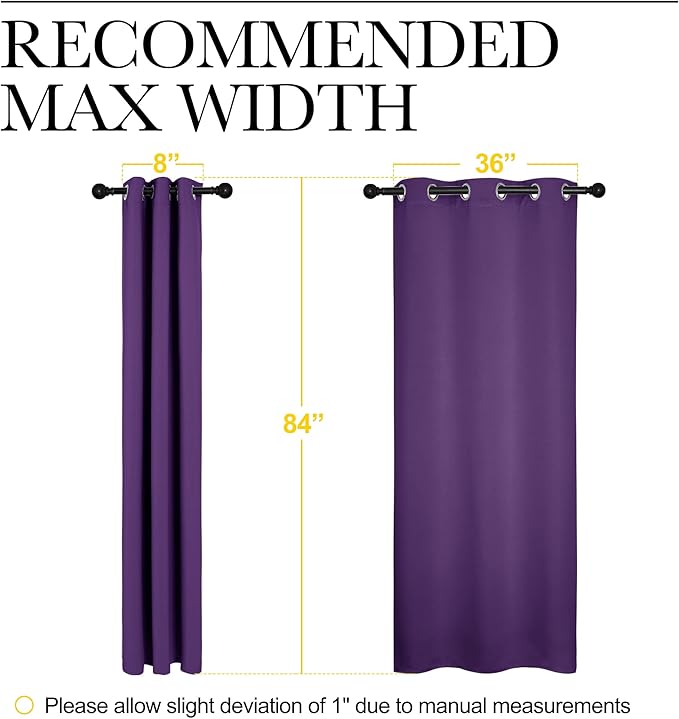 NICETOWN Triple Weave Home Decoration Thermal Insulated Solid Ring Top Blackout Curtains/Drapes for Bedroom(Set of 2, 42 x 84 Inch, Royal Purple)