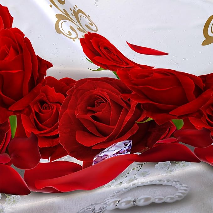 AILONEN Rose Flower Shower Curtain for Bathroom,Red Rose Bathroom Curtain for Girls Women,Romantic Flower Bath Curtain 72" W*72" H Polyester Waterproof Bathroom Curtain with 12 Hooks