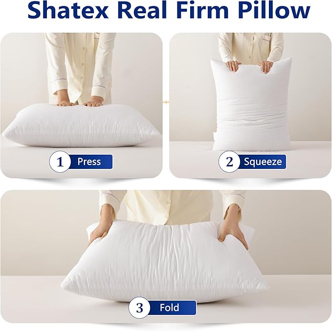 Shatex Firm Pillow, Queen Bed Pillow 28 x 20inch, Adjustable Pillow for Neck Pain Relief,Back Pillow Provide Strong Support for Stomach & Side Sleepers