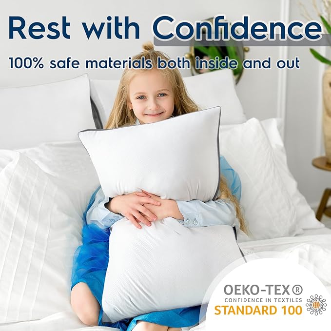 viewstar King Size Pillows Set of 2, Pillows King Size 2 Pack for Sleeping, Pillows with Down Alternative for Back and Side Sleepers, Fluffy Bed Pillows for Bed, Machine Washable, Dark Grey, 20" x 34"