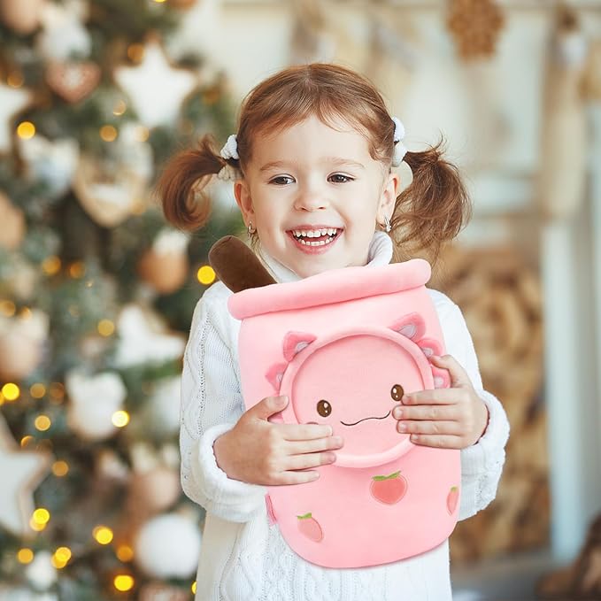 Niuniu Daddy Axolotl Boba Tea Plush, 16+ Inch Pink Unicorn Toys for Girls,Super Cute Unicorn Stuffed Animal