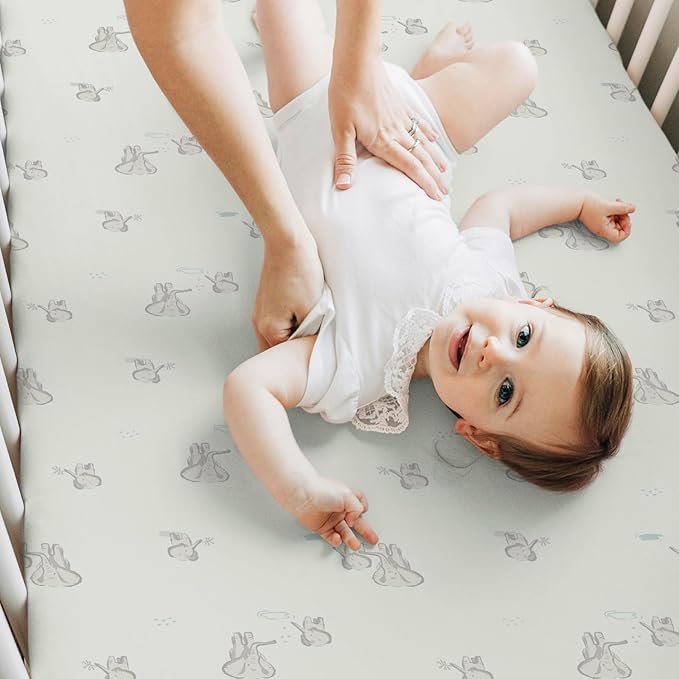 2-Pack Crib Sheets for Boys,Girls - Viscose Derived from Bamboo Fitted Crib Sheet, Organic Baby Crib Sheets, Crib Mattress Sheet,Toddler Bed Sheets,Baby Sheets for Crib Fitted Sheets(Elly)