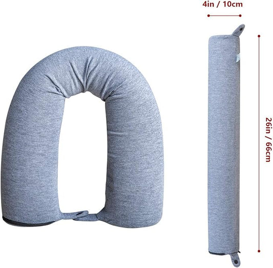 Twist Memory Foam Pillow, Adjustable, Bendable Roll Pillow, Travel Pillow on Airplanes, Bus and Train, Great for Neck, Chin, Lumbar and Leg Support, 1 Pack, Grey