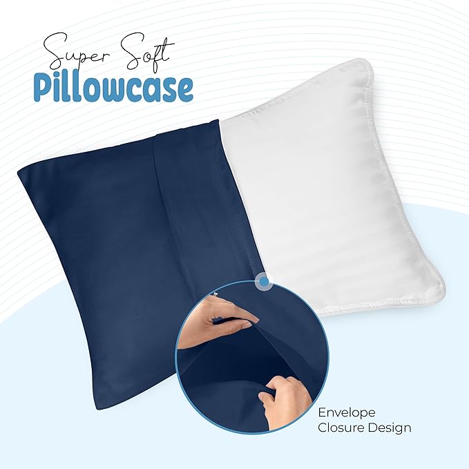 Utopia Bedding Toddler Pillow Cases - 2 Pack - Envelope Closure - Soft Brushed Microfiber Fabric - Shrinkage and Fade Resistant Pillow Covers 13 X 18 Inches (Toddler, Navy)