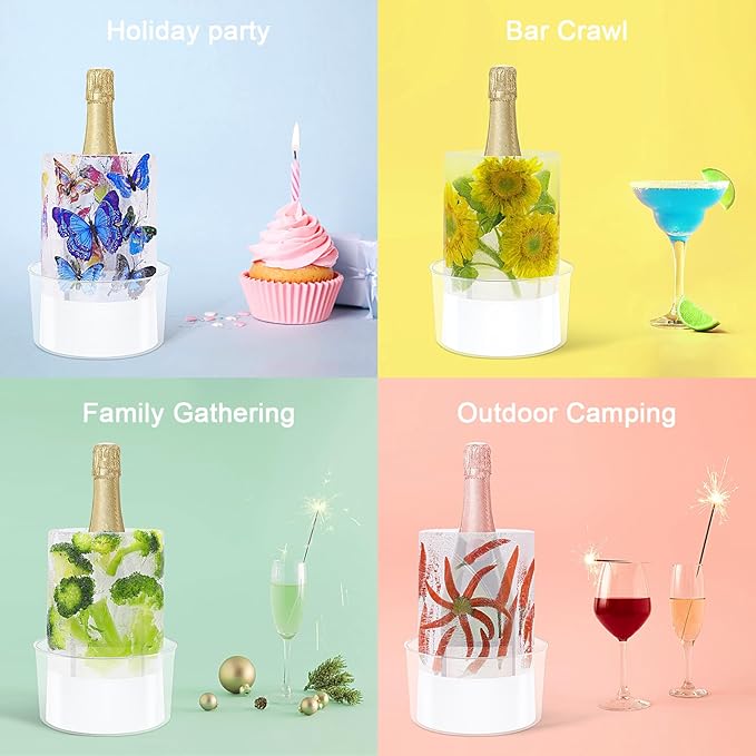 Wine Chiller Ice Mold, Acrylic DIY Ice Bucket Mold for Wine Champagne Whisky Beer Cocktail Beverage Cooling and Wedding Birthday Christmas Halloween Easter Party Any Theme or Holiday,1 Pack