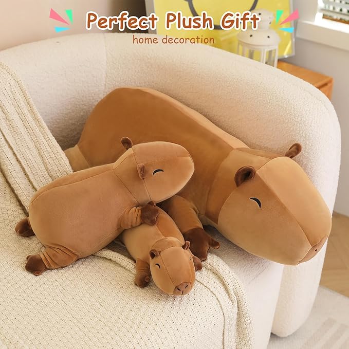 SQEQE Weighted Capybara Plush, Weighted Capybara Stuffed Animal for Anxiety, Cute Capybara Plushies Soft Capybara Pillow Toy Gift for Kids Adults 23.6 Inch, 3.1 lbs