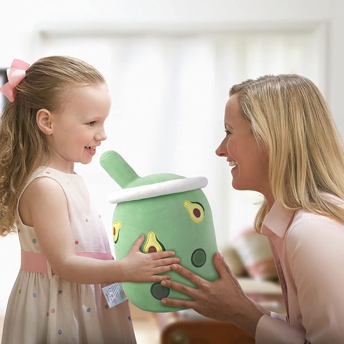 Niuniu Daddy Stuffed Boba Plushies Squishy Bubble Tea Plush Toy Pillow Cute Milk Tea Plushie Adorable Cuddle Pillow Stuffed Food Toy Great Gift for Birthday/Christmas (Avocado, Medium)