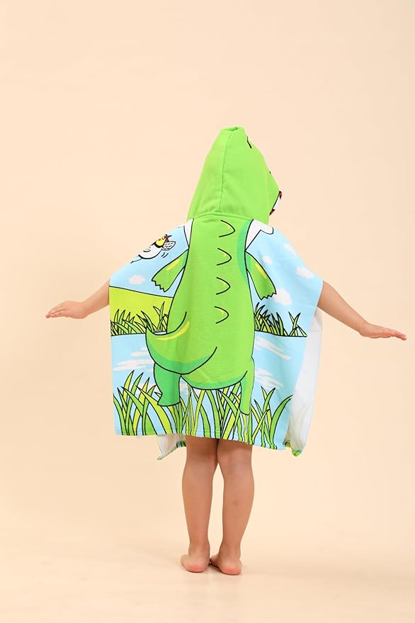 Dinosaur Hooded Towels for Kids, Kids Beach Towels for Boys/Girls, Swimming Towels/Towel Robes/Wearable Towels/Pool Towels for Kids 2-10, Poncho Beach Towels for Kids, Hooded Beach Towels for Toddler