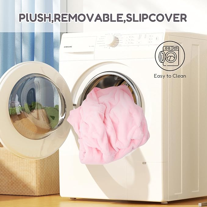 Kids Sofa Chair for Toddler, 2-in-1 Folding Soft Baby Couch with Removable Cover, Comfy Plush Children's Recliner, Convertible Floor Sofa Bed to Lounger for Girls Boys Age 1-3,Owls Pink