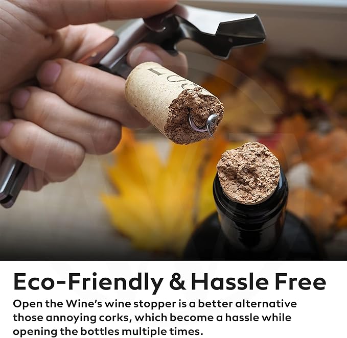 Wine Stoppers for Wine Bottles (2-Pack) - Vacuum Wine Preserver Set - Wine Saver and Sealer for Bottles - Reusable Wine Corks for Glass Bottles - Wine Accessories and Gifts to Keep Wine Fresh