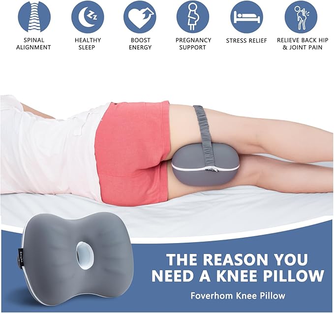 Knee Leg Pillow Shaping Pillow for Side Sleepers with Cooling Cover of Slow Rebound Memory Foam to Release Leg Pressure