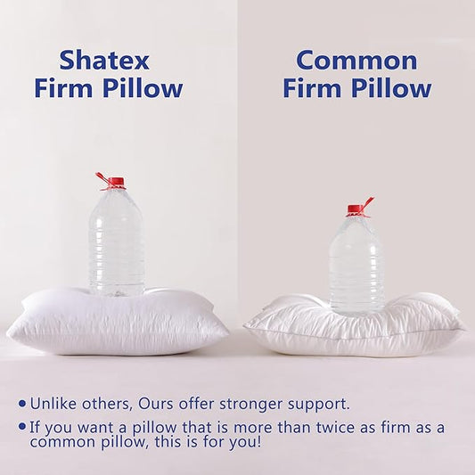 Shatex Extra Firm Pillow Standard Size 26 x 20 inch, Bed Pillow with Adjustable Insert Provides Stronger Support - for Back, Stomach & Side Sleepers,Super Firm