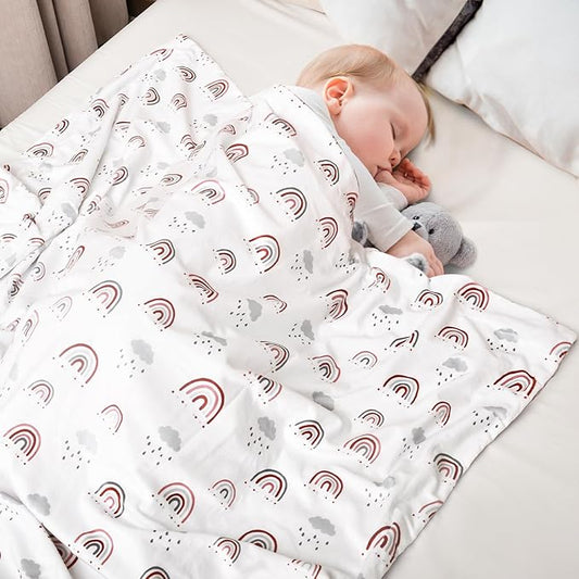 Minky Baby Blanket for Boys Girls Neutral, 40x50 Inches Soft Lightweight Micro Fleece Baby Blanket with Double Layer, Dotted Backing, Breathable Receiving Blanket for Newborns, Rainbow