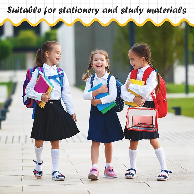 Sanwuta 3 Packs Toy Storage Bags with Zipper, Clear PVC Organizing Bags, Waterproof Toy Bags for Board Games, Building Blocks, Toys and Kids Books (Red, Yellow, Green,10.24 x 7.09 x 2.36 Inch)