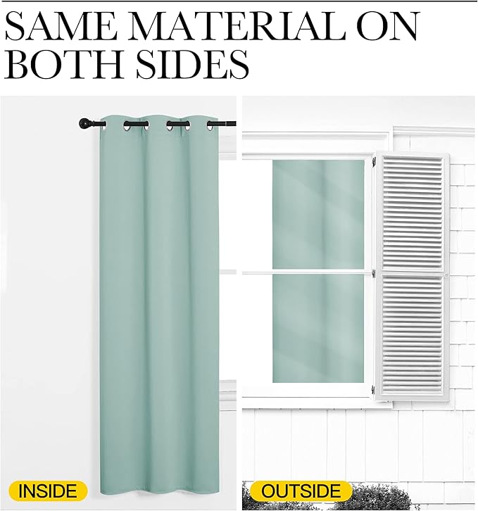 NICETOWN Aqua Blue Blackout Curtains 108" Long for Office, Dining Room, Guest Room, 55" Wide by 108" Long, 2 Pieces, Sound Reducing Heat and Cold Block Curtain Panels for Modern Room Decorative
