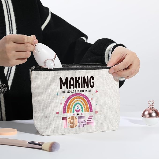 70th Birthday Gifts for Women, 70 Years Old Birthday Gifts Makeup Bag for Mom, Friend, Sister, Grandma, Travel Toiletry Makeup Organizer Zipper Pouch - Making The World a Better Place Since 1954