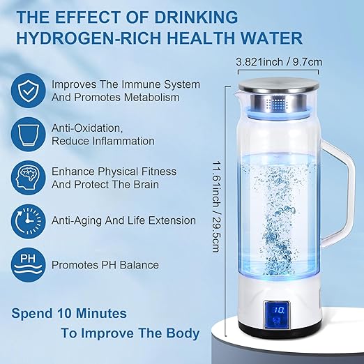 Large Hydrogen Water Bottle 2024, Upgraded Hydrogen Water Bottle Generator with Handle, 1L Large Capacity Hydrogen Water Ionizer Machine with PEM SPE Technology for Home/Office/Daily Drinking