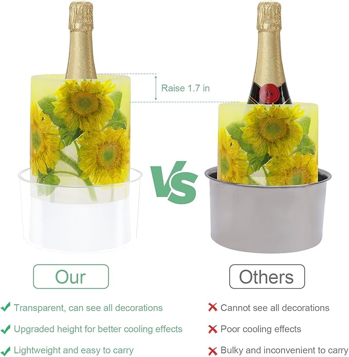 Wine Chiller Ice Mold, Acrylic DIY Ice Bucket Mold for Wine Champagne Whisky Beer Cocktail Beverage Cooling and Wedding Birthday Christmas Halloween Easter Party Any Theme or Holiday,2 Pack