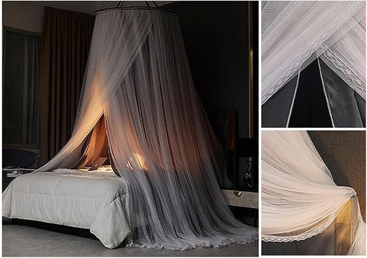 Luxury Double Layers Bed Canopy Mosquito Net for Girls Bed Kids Room Hanging Bed Canopy Tent for Girls Boys Reading Nook Canopy for Girls Bedroom (XL Double Layers - Gray)