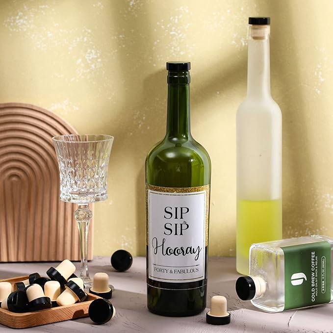 T-shaped Stopper Cork Wine Stopper Bottle Stoppers Reusable Wine Bottle Stopper Sealing Plug Bottle Cap for Wine Beer Bottles DIY Craft (Black,36 Pieces)