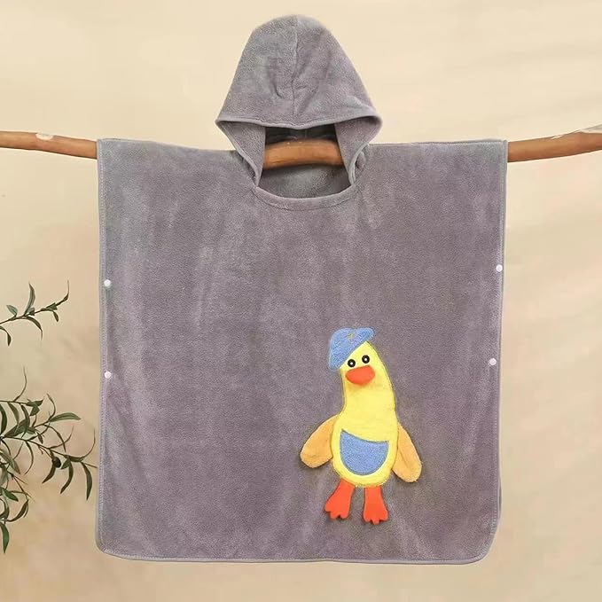 Toddler Beach Towel with Hood Kids Waffle Swim Cover Up Bath Towel Surf Poncho Boys Girls Hooded Beach Towel (C Gray, One Size)
