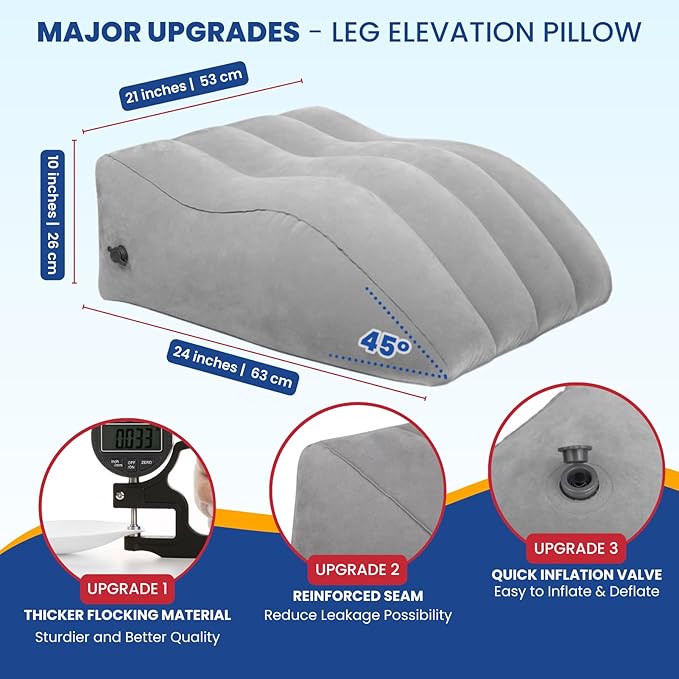 Leg Elevation Pillow - Inflatable Wedge Pillow for Sleeping Leg Pillows for Sleeping Portable Leg Pillow for Swelling, After Surgery, Blood Circulation