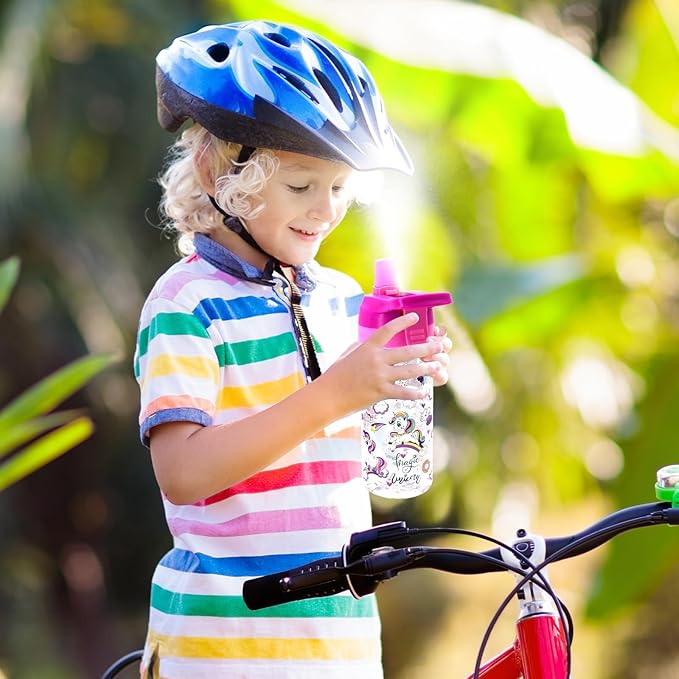 Kids Water Bottle with Spray Mist, 420ml Portable Kids Spray Drinking Bottle for Boys Girls School Cool Down and Hydrate