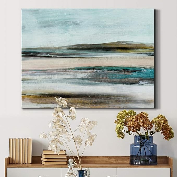 Renditions Gallery Canvas Nature Wall Art Modern Paintings & Prints Decorations Blurred Sandy Beach Abstract Vibrant Coastal Wall Hanging Artwork for Bedroom Office Kitchen - 32"x48" LT33