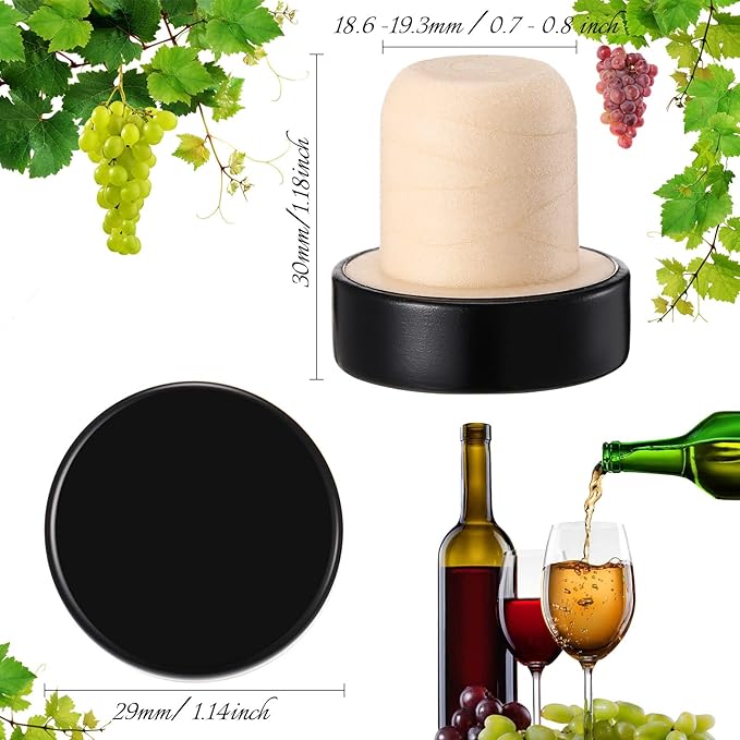 T-shaped Stopper Cork Wine Stopper Bottle Stoppers Reusable Wine Bottle Stopper Sealing Plug Bottle Cap for Wine Beer Bottles DIY Craft (Black,36 Pieces)