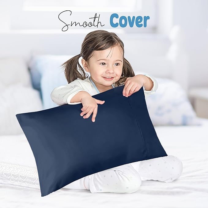 Utopia Bedding Toddler Pillow Cases - 2 Pack - Envelope Closure - Soft Brushed Microfiber Fabric - Shrinkage and Fade Resistant Pillow Covers 13 X 18 Inches (Toddler, Navy)