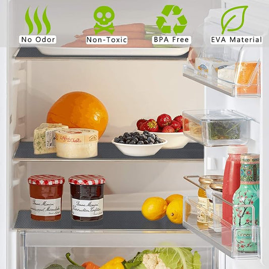 HooTown Shelf Liner Kitchen Cabinet Drawer Mats 23.6 Inch Wide x 6.5 Feet Long, Non Slip EVA Plastic Water Resistant Pad for Bathroom Drawers,Shoe Shelves, Under Sink, Gray