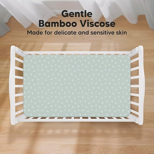 2-Pack Crib Sheets for Boys,Girls - Viscose Derived from Bamboo Fitted Crib Sheet, Organic Baby Crib Sheets, Crib Mattress Sheet,Toddler Bed Sheets, Baby Sheets for Crib Fitted Sheets (Prairie)