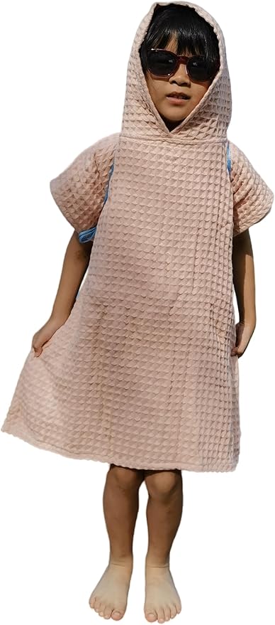 Hooded Bath Towel for Kids Extra Soft Absorbent Bath Poncho for 0-4 Years Premium Waffle + Muslin Cotton