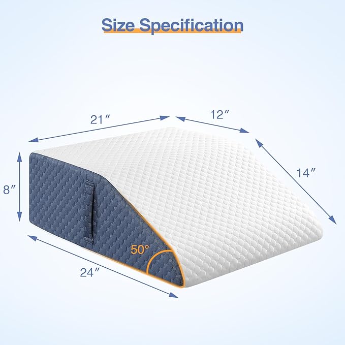 Wedge Pillow for Legs Elevation, Gel-Infused Memory Foam Layer Bed Wedge Pillow for Leg Post Surgery, Knee, Ankle Elevation Post Surgery, Triangle Pillow Wedge for Knee Hip Back Pain Relief