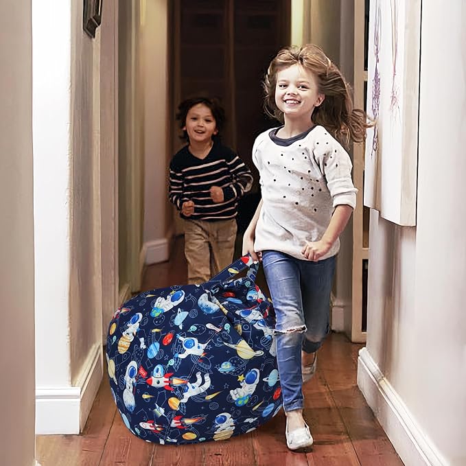 Bean Bag Chair for Kids Stuffed Animal Storage Beanbag Chairs,Toddler Toy Storage Organizer for Girls and Boys,Large 32'' Cover Only(No Filling