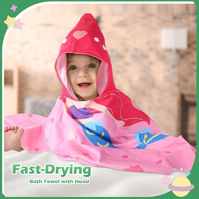 Mixweer 9 Pcs Kids Hooded Towel Mermaid Dinosaur Towel with Hood Baby Bath Towel Wrap Hooded Towels Poncho Pool Bathrobe Summer Gifts for Toddler Boys Girls (Lovely)