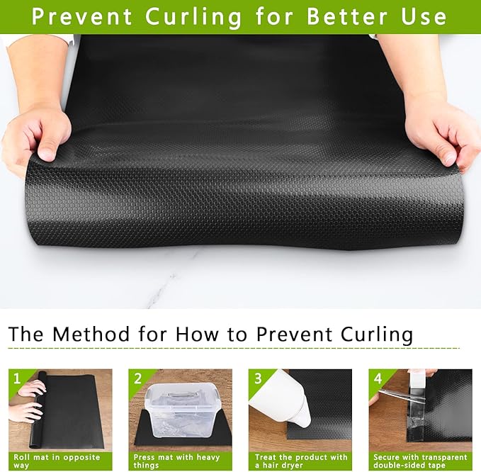 HooTown Shelf Liner Kitchen Cabinet Drawer Mats 23.6 Inch Wide x 32.8 Feet Long, Non Slip EVA Plastic Water Resistant Pad for Bathroom Drawers, Shoe Shelves, Under Sink, Black