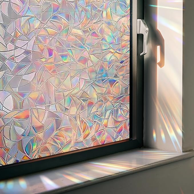 Window Privacy Film,17.5x118 inch Window Film Privacy One Way, Privacy Film for Glass Windows, Rainbow Window Privacy Film (Privacy)