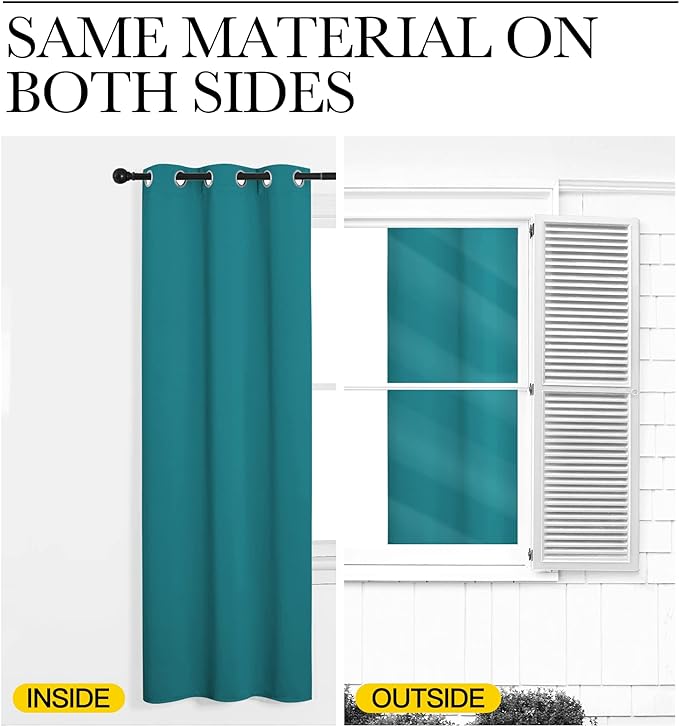 NICETOWN Room Darkening Curtains 86 inch Length 2 Panels, Thermal Insulated Grommet Blackout Curtains for Modern Casual Elegant Bedroom Kids Room Theme Decoration (Peacock Teal, 2 Pieces, W55)