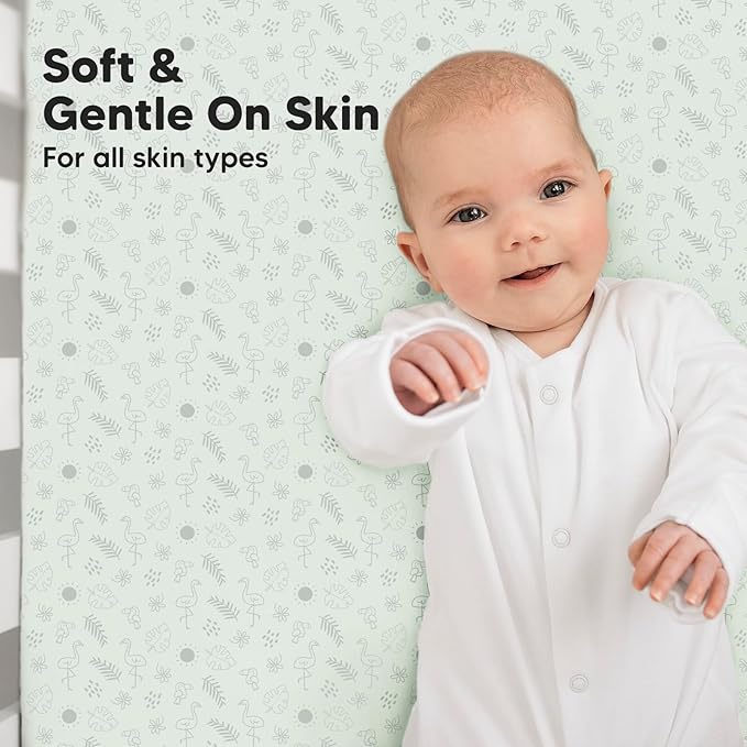 2-Pack Crib Sheets for Boys,Girls - Viscose Derived from Bamboo Fitted Crib Sheet, Organic Baby Crib Sheets, Crib Mattress Sheet,Toddler Bed Sheets,Baby Sheets for Crib Fitted Sheets(Tropic Oasis)