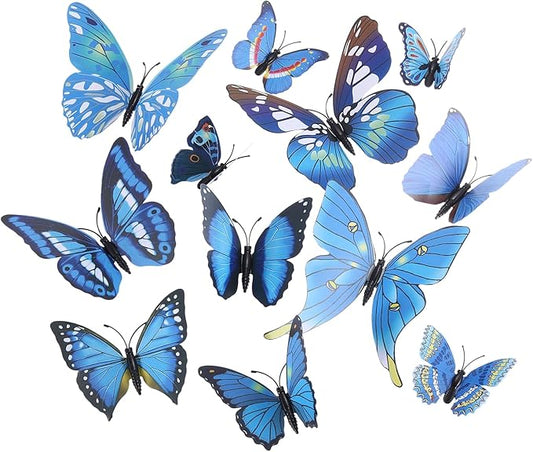 uxcell 120Pcs 3D Beautiful Butterfly Removable DIY Wall Stickers for Bedroom Living Room TV Background Decorations, Blue