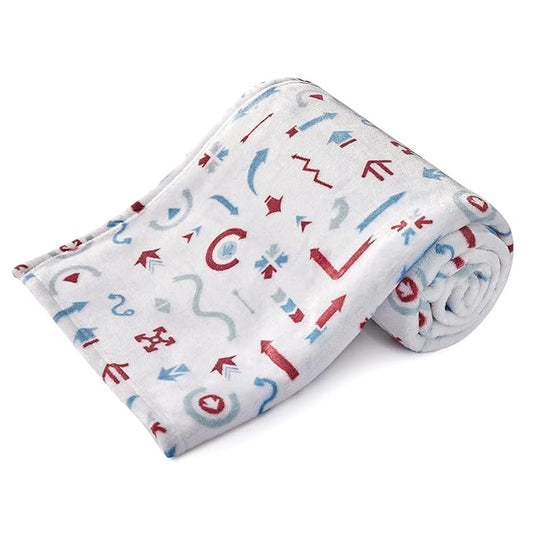 DaysU Plush Flannel Baby Blanket Super-Soft Lightweight, Embroidered Fleece Baby Blanket for Boys and Girls, Oversized Bed Throws for Kids and Children, Arrow, 50”x60”