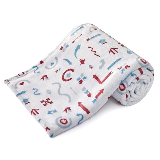 DaysU Plush Flannel Baby Blanket Super-Soft Lightweight, Embroidered Fleece Baby Blanket for Boys and Girls, Bed Throws for Baby Crib and Toddler Bed, Arrow, 30”x40”