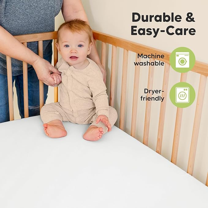 2-Pack Organic Crib Sheets for Boys, Girls - Jersey Fitted Crib Sheet, Baby Crib Sheets Neutral, Crib Mattress Sheet, Cotton Crib Sheets, Breathable Crib Sheet, Baby Mattress Sheets (Cloud)