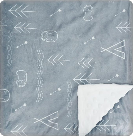 Baby Blanket for Boys Girls (Tent Printed, 30"x40") with Double Layer Dotted Backing Soft Plush Minky Blanket for Toddlers Newborn
