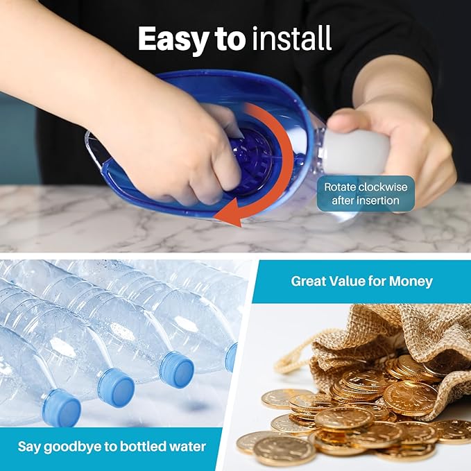 ICEPURE Pitcher Water Filter, Compatible with All PUR® Pitchers & Dispensers Filtration Systems, Replacement for PUR CRF950Z, PPF900Z, PPF951K, PPT700W, PPT711W, CR-1100C, CR1100CV, Blue(4 Pack)