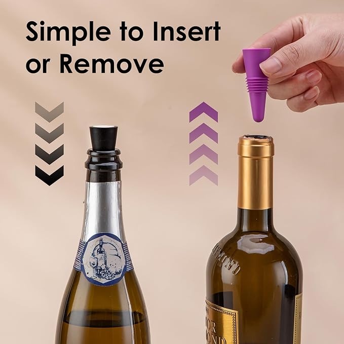 9 PCS MultiColor Silicone Wine Stoppers with Threaded Seal Ring and Stainless Top - Suitable for Wine and Beverage Bottles - Keeping Wine or Beverage Fresh…