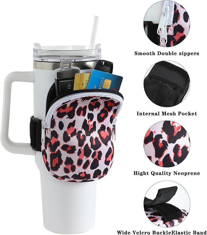 Set of 2 Water Bottle Pouch for Stanley Accessories 40 oz & 20oz 30oz,Compatible with Kinds of Tumbler,Gym Tumbler Cup for Women Storage Sleeve Pocket for Walking, Running, Sports